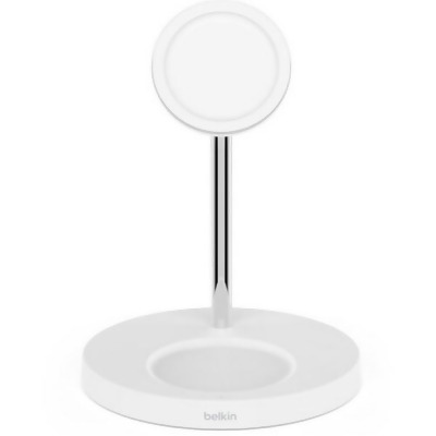 Belkin WIZ010TTWH 2-in-1 Wireless Charger Stand with Mag Safe, White 