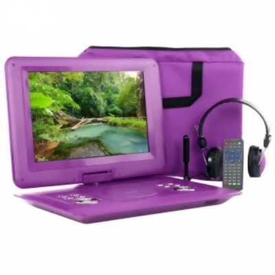 Trexonic TR-D141PUR 14.1 in. Portable DVD Player with Swivel TFT-LCD Screen & USB & SD, AV & HDMI Inputs, Purple 