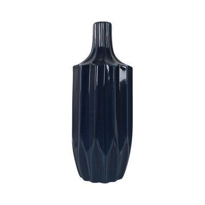 Sagebrook Home 18630-03 13 in. Ceramic Fluted Vase, Blue 