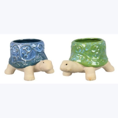 Youngs 73236 Stoneware Turtle Planters, 2 Assortment 