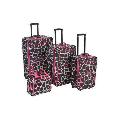 Rockland F105-PINK GIRAFFE 4 piece Pink Giraffe Luggage Set 
