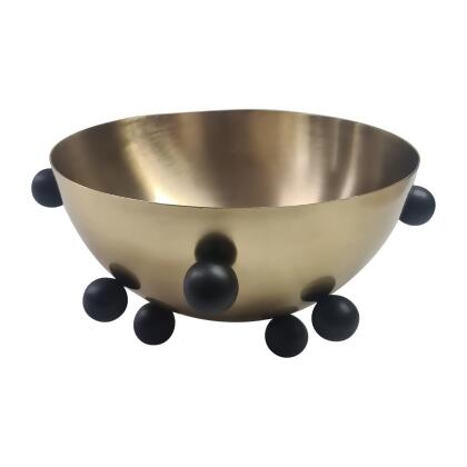 Sagebrook Home 18148 13 in. Metal Bubble Bowl, Gold & Black 