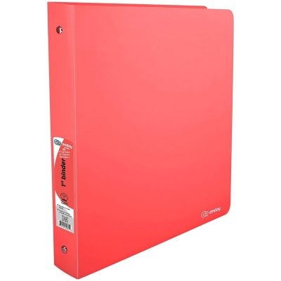 Enday No.0681 1 in. Matte Bright Color Poly 3-Ring Binder with Pocket, Red - Pack of 48 