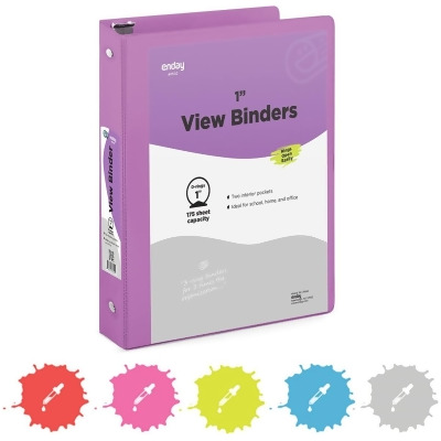 Enday No.0502 1 in. Ring View Binder with 2-Pockets, Purple - Pack of 24 