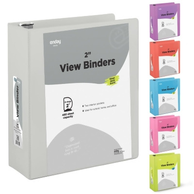 Enday No.0518 2 in. Slant-D Ring View Binder with 2 Pockets, Gray - Pack of 12 