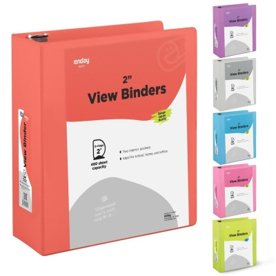 Enday No.0517 2 in. Slant-D Ring View Binder with 2 Pockets, Red - Pack of 12 