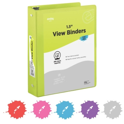Enday No.0509 1.5 in. 3-Ring View Binder with 2-Pockets, Green - Pack of 12 