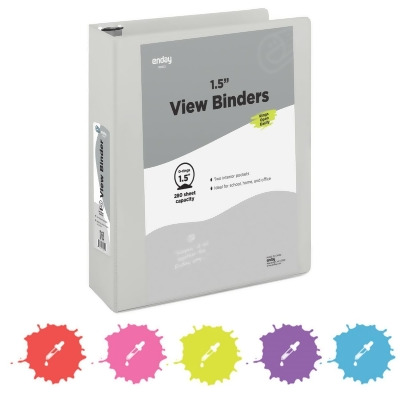 Enday No.0512 1.5 in. 3-Ring View Binder with 2-Pockets, Gray - Pack of 12 