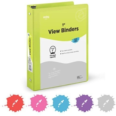 Enday No.0503 1 in. Ring View Binder with 2-Pockets, Green - Pack of 24 