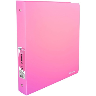 Enday No.0677 1 in. Matte Bright Color Poly 3-Ring Binder with Pocket, Pink - Pack of 48 