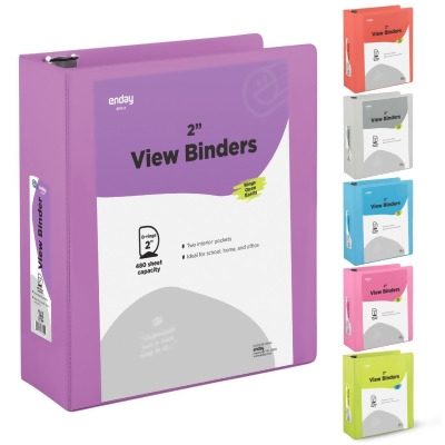 Enday No.0514 2 in. Slant-D Ring View Binder with 2 Pockets, Purple - Pack of 12 