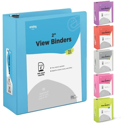 Enday No.0522 3 in. Slant-D Ring View Binder with 2 Pockets, Blue - Pack of 12 
