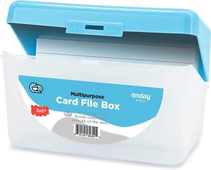 Enday No.0632 3 x 5 in. Multi-Purpose Card File Box, Blue - Pack of 36