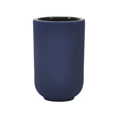 Sagebrook Home 17122-13 7 in. Ceramic Ridged Vase, Blue 