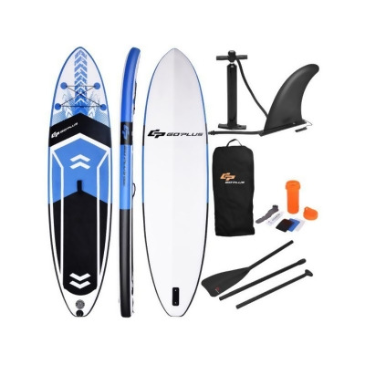 Costway SP36148 10.5 ft. SUP Inflatable Stand-Up Paddle Board with Adjustable Backpack, Blue 