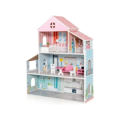Costway TP10039 3-Tier Toddler Doll House with Furniture Gift for Age 3 Over 