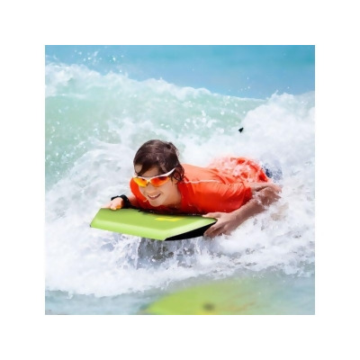 Costway SP36174 42 in. Lightweight Super Bodyboard Surfing with Leash IXPE Deck EPS Core Boarding, Green & Yellow 