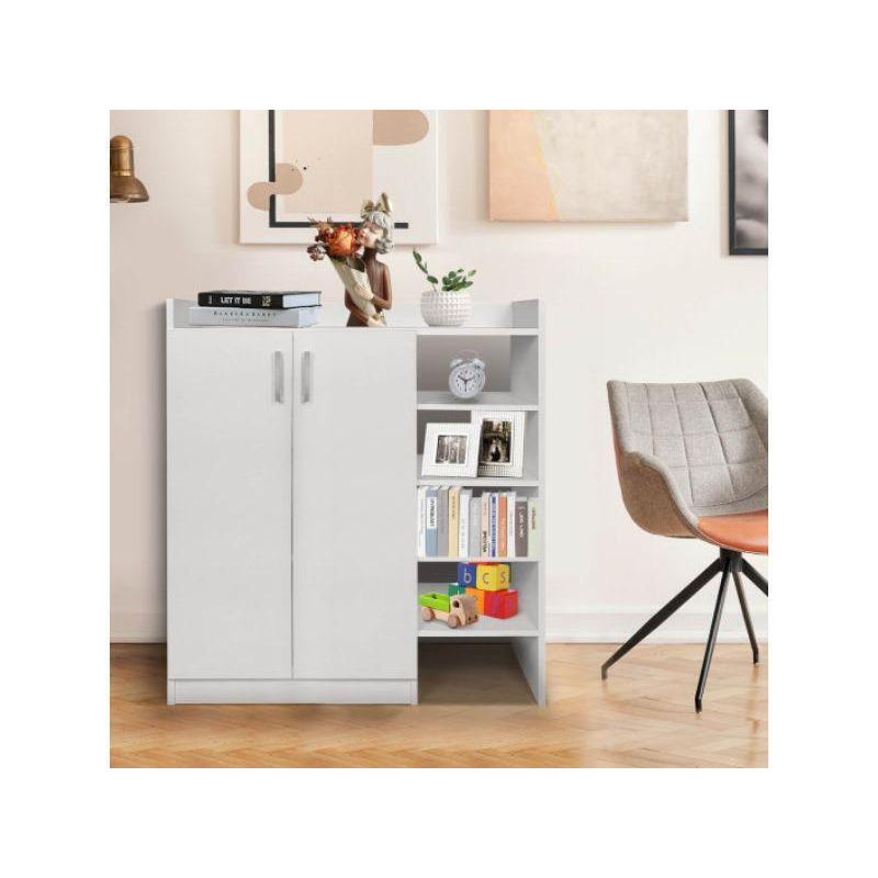 Freestanding Shoe Cabinet with 3-Postition Adjustable Shelves-White | Costway