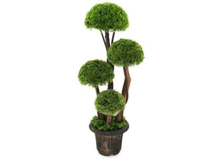 Costway HZ10120 3 ft. Decorative Artificial Cedar Topiary Tree with Rattan Trunk 