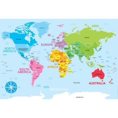Ashley Productions ASH95701 13 x 19 in. World Map Learning Placemat - 10 Count 