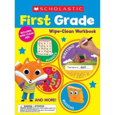 Scholastic Teaching Resources SC-1338887602-3 First Grade Wipe Clean Workbook - Set of 3 