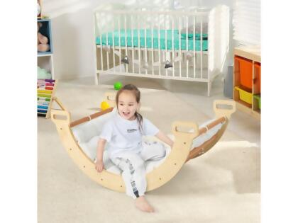Costway TS10068NA 2-in-1 Arch Rocker with Soft Cushion for Toddlers, Natural 