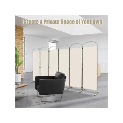 Costway JV10727WH 6 ft. 6-Panel Freestanding Folding Privacy Screen, White 