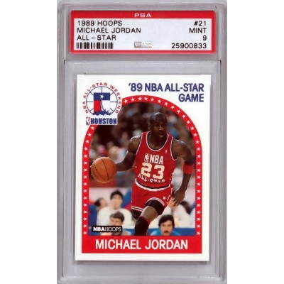 RDB Holdings & Consulting CTBL-036612 Michael Jordan Chicago Bulls 1989-1990 NBA Hoops All-Star Card No.21 - PSA Graded 9 Mint 