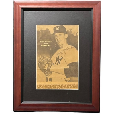 RDB Holdings & Consulting CTBL-036807 11 x 14 in. Johnny Kucks Signed NY Yankees 1955 New York World Telegram - Sun Sports 5.5 x 8.5 in. Newspaper-Custom Framing COA 