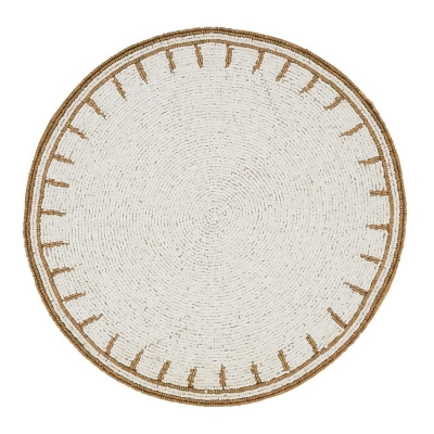 Saro Lifestyle 5910.I15R 15 in. Timeless Glamour Beaded Round Placemat, Ivory - Set of 4 