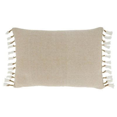 Saro Lifestyle 2164.N1623BD 16 x 23 in. Down Filled Tassel Oblong Throw Pillow, Natural 