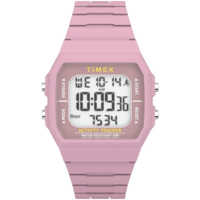Timex TW5M558009J 40 mm Unisex Ironman Classic Watch, Pink Strap with Digital Dial - Pink Case 