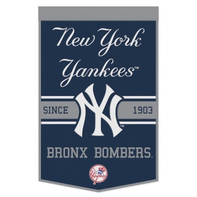 Wraft Fanatics 9416647810 24 x 38 in. MLB New York Yankees Wool Dynasty Slogan Design Banner 