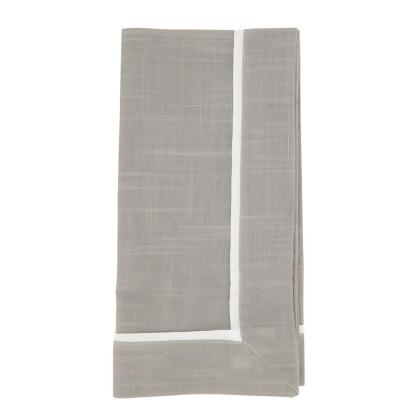 Saro Lifestyle 13257.GY20S 20 in. Classic Border Design Table Square Napkins, Grey - Set of 4