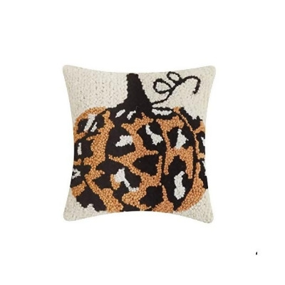Peking Handicraft 31RN278C10SQ 10 x 10 in. Halloween Leopard Pumpkin Hook Pillow - Pack of 3 