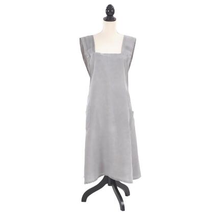 SARO 1059.PW01 Front Two Pocket Criss Cross Linen Apron Pewter 