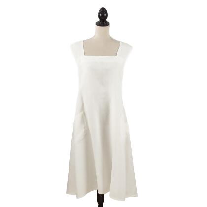 SARO 1059.I01 Chic Cuisine Slip-on Criss Cross Linen Apron - Ivory 