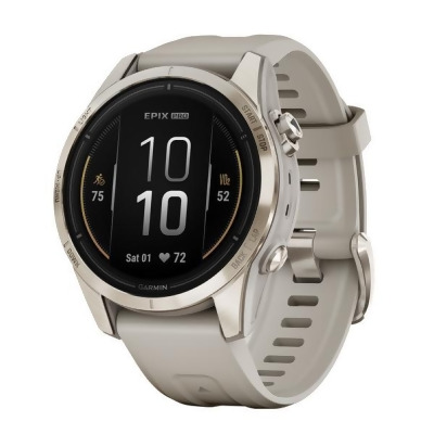 Garmin 010-02802-10 42 mm Epix Pro Gen 2 Sapphire Edition Smartwatch, Soft Gold Bezel with Light Sand Band 