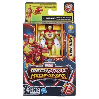 Hasbro HSBF6592 4 in. Marvel Mech Strike Mechasaurs Iron Man Action Figure with Weapon Accessory 