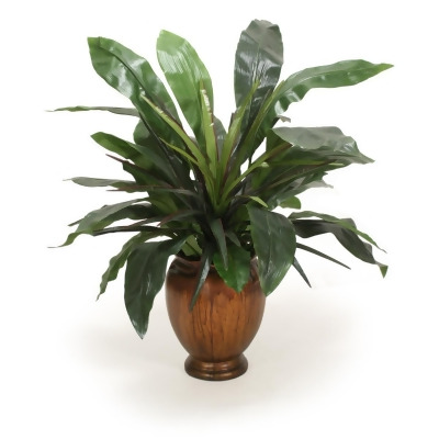 Disttive Designs 3037 Unisex Aspidistra Plant in Gold Leaf Ginger Jar Vase - Green 