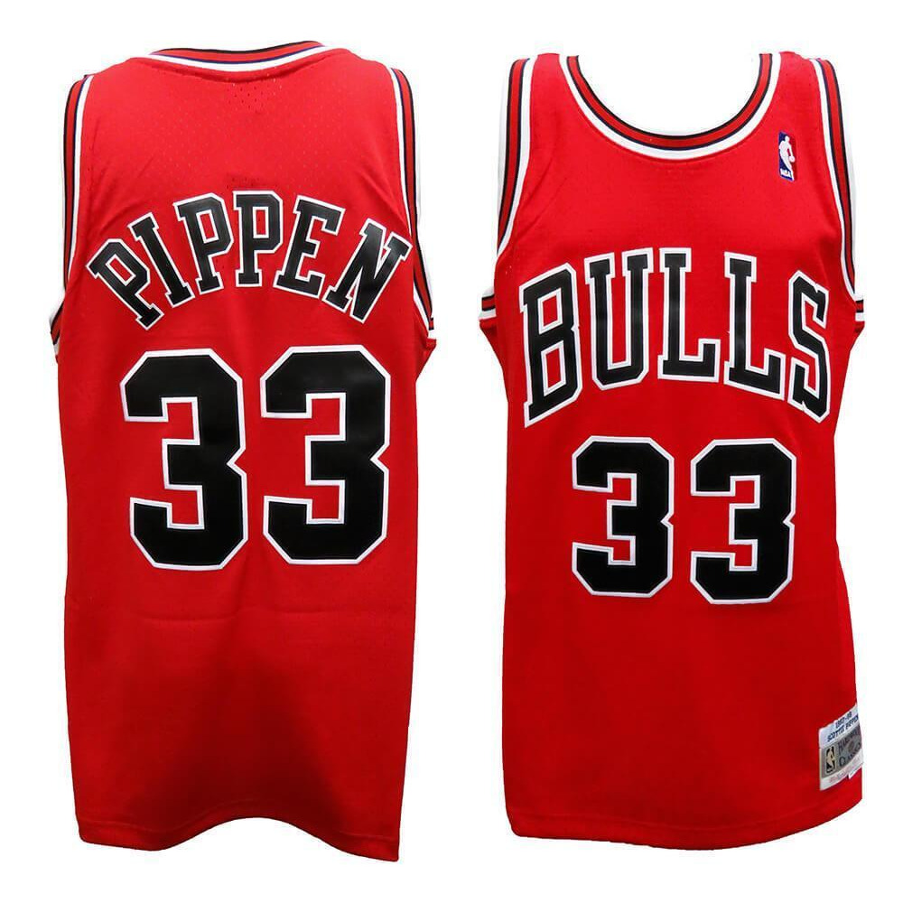 Schwartz Sports Memorabilia UJYPIP603 Scottie Pippen Chicago Bulls Red Mitchell & Ness NBA Swingman Basketball Jersey - Large