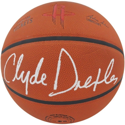 Schwartz Sports Memorabilia DREBSK217 Clyde Drexler Signed Wilson Houston Rockets Logo NBA Basketball 