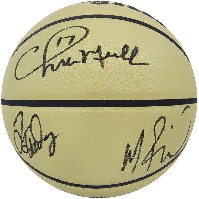 Schwartz Sports Memorabilia WARBSK220 Chris Mullin, Tim Hardaway & Mitch Richmond Signed Wilson Gold Indoor & Outdoor NBA Basketball 