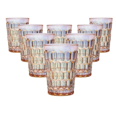 Godinger 27987 Rex High Ball Drinking Glasses, Pink - Set of 8 