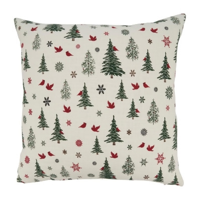 Saro Lifestyle 535P.I20SP 20 in. Evergreen Elegance Christmas Trees Square Poly Filled Throw Pillow, Ivory 