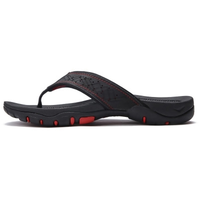 AZ Trading HR5062115 Mens Thong Indoor & Outdoor Beach Flip Flop Sandals, Black & Red - Size 11.5 
