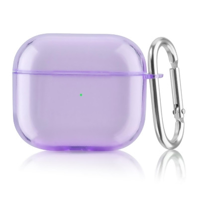 Odash VL-AIR3-019-CPPL 4.45 in. Protective TPU Clear Case for AirPods 3 Case Generation 3rd with Keychain, Clear purple 