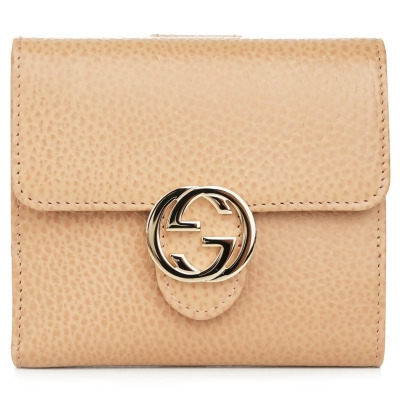 Gucci 307040 No.615525 Interlock GG Bifold Leather Wallet, Light Camel 
