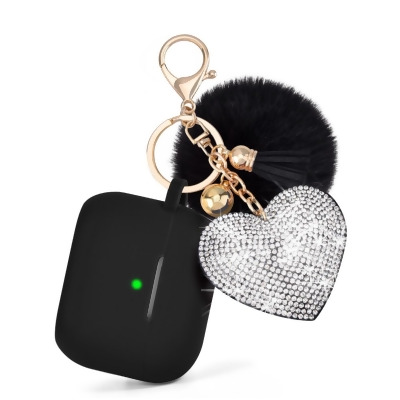 Odash VL502-PRO2-BLK 5 in. Protective Bling Case for Apple AirPods Pro 2 with Keychain, Black - 2 Pieces 
