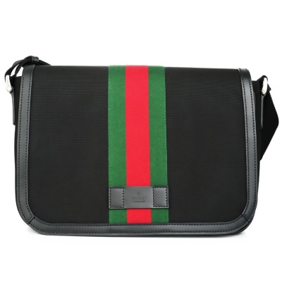 Gucci 307041 No.630921 Techno Canvas Web Stripe Messenger Bag, Black 